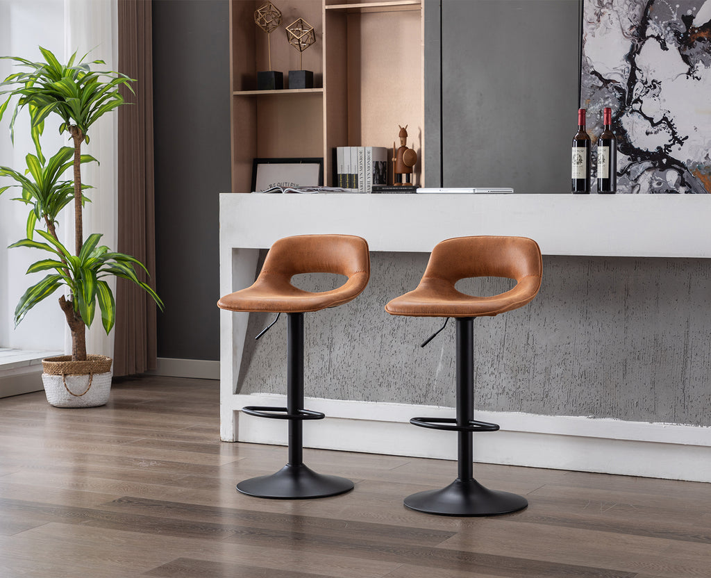 Modern Swivel Leather Bar Stools Set of 2 J17457