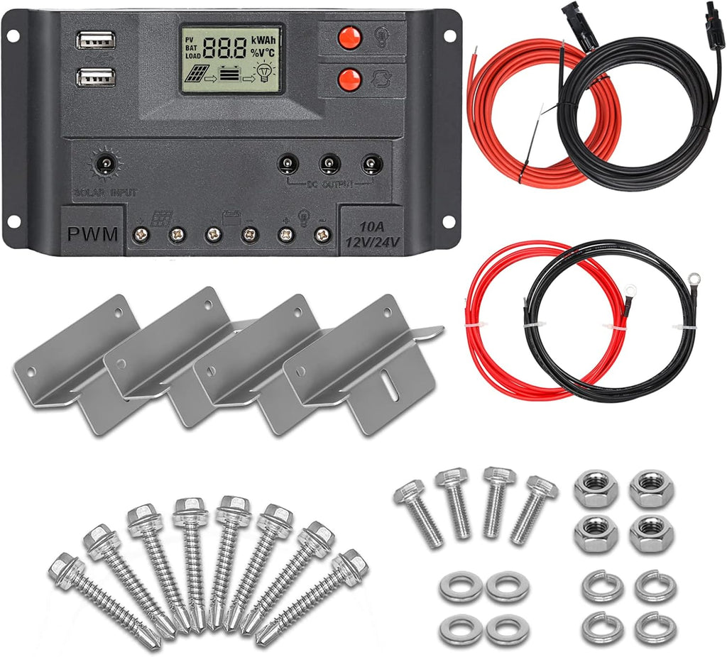 12 Volt 100 Watt Monocrystalline Solar Panel Starter Kit J624035