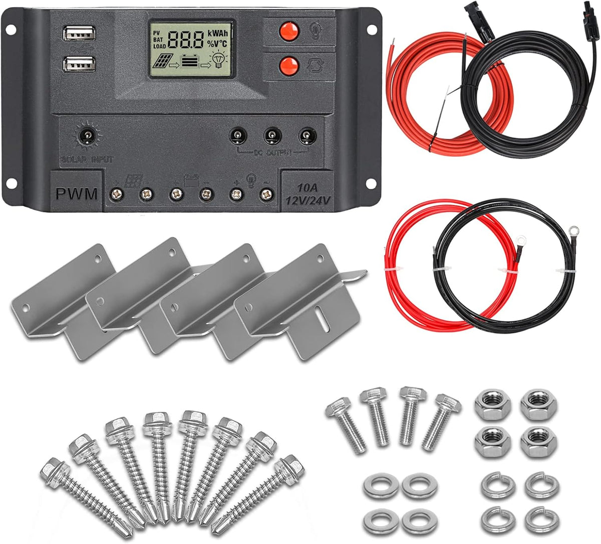 12 Volt 100 Watt Monocrystalline Solar Panel Starter Kit J624035