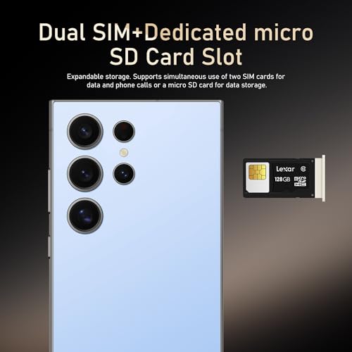 Black 6.8" HD Screen Unlocked Smartphone 6+256GB Android13 with 128G Memory Card U502
