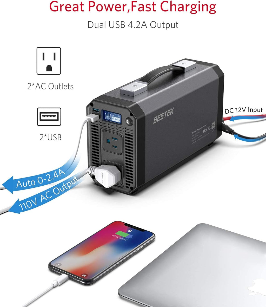 1200W Power Inverter with Digital LCD Display Dual USB Car Charger Z2198