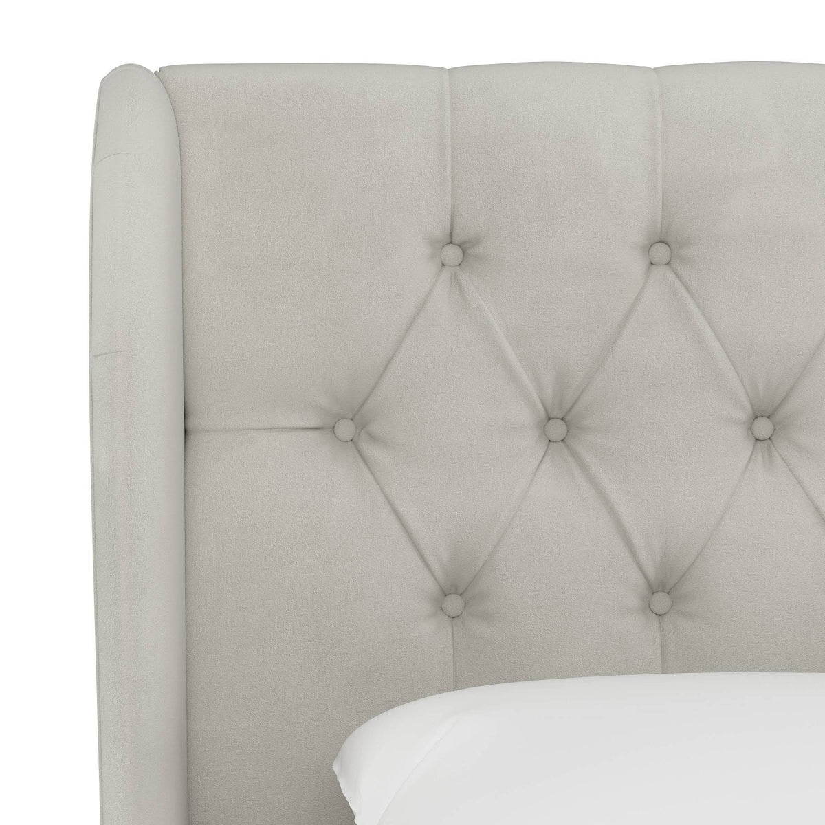 Tufted Wing Back Headboard California King Velvet Light Gray P783833