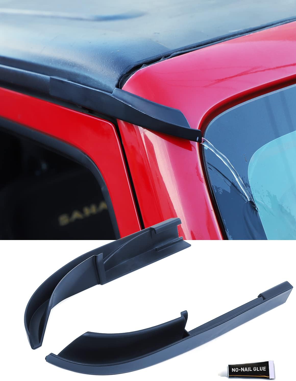 Black 2 Pcs ABS Rain Gutter Extensions F75493