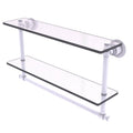 22 inch Two Tiered Glass Shelf with Towel Bar Matte White D8413