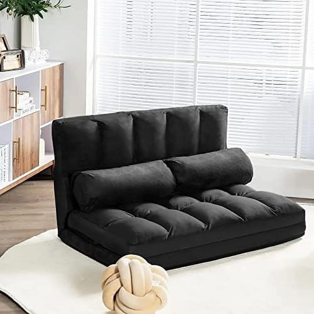 Foldable Floor Sofa with 2 Pillows & Suede Cloth Cover K980