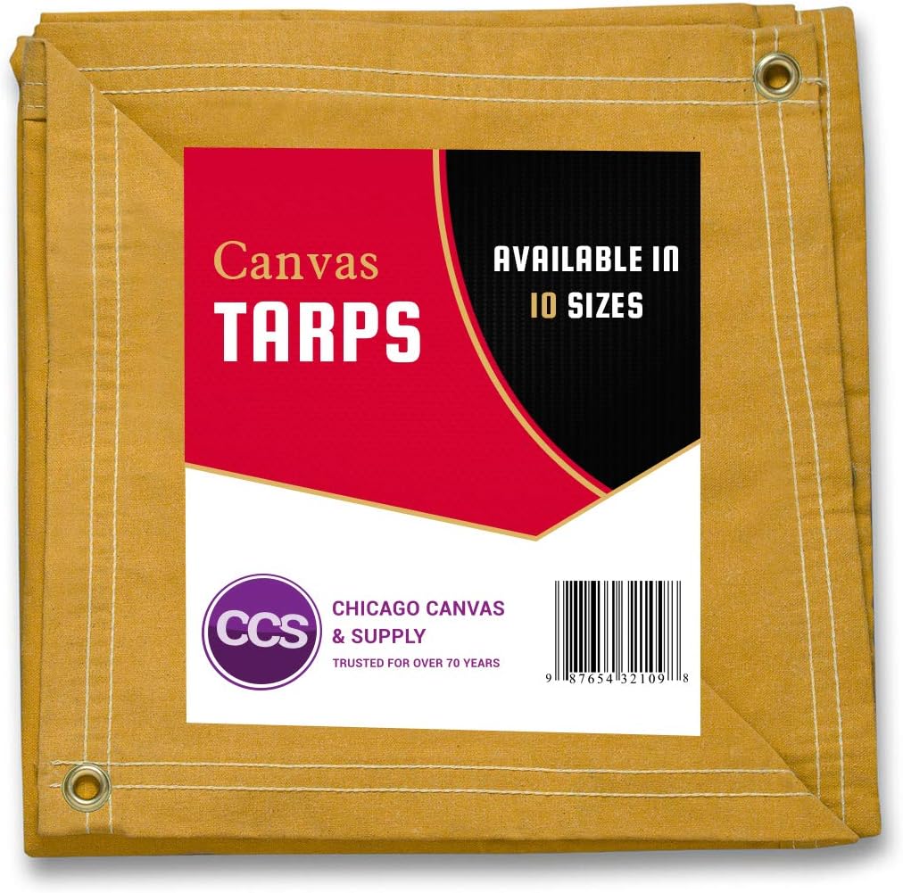 Gold 12 by 20 Feet Waterproof Canvas Tarp with Rustproof Grommets C97837