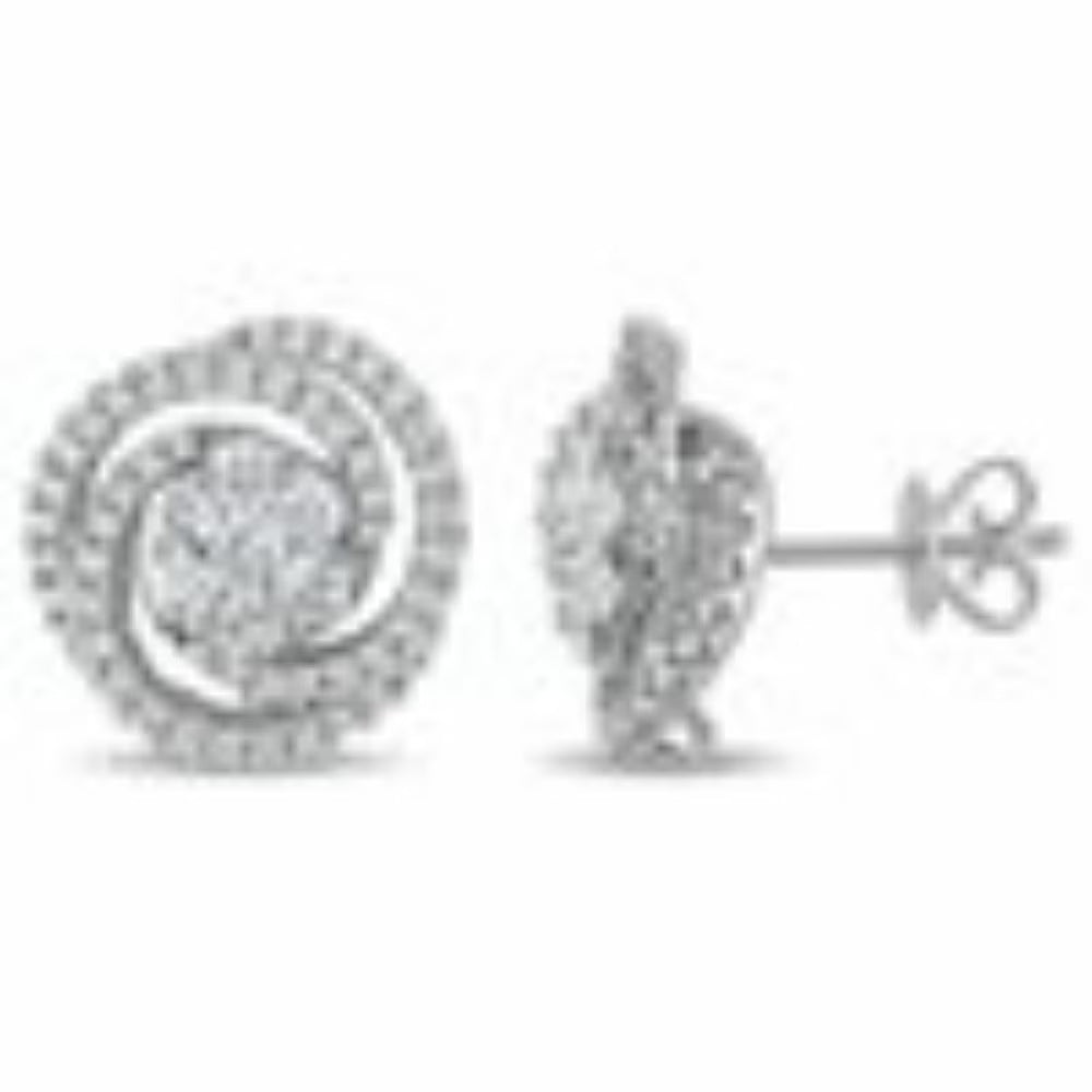 14K White Gold Round Cut Diamond Stud Earring H986575