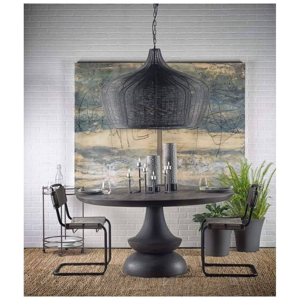 Black Metal Two-Tier Glass Shelf Bar Cart T325415