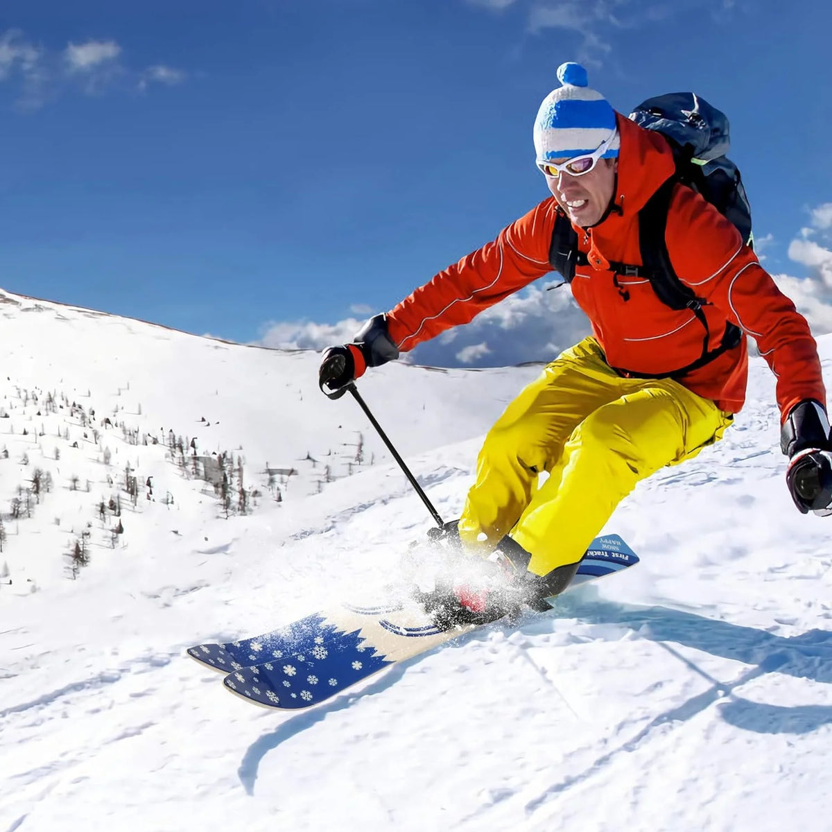 26Inch Lightweight Snow Ski and Pole Set with Bindings C239