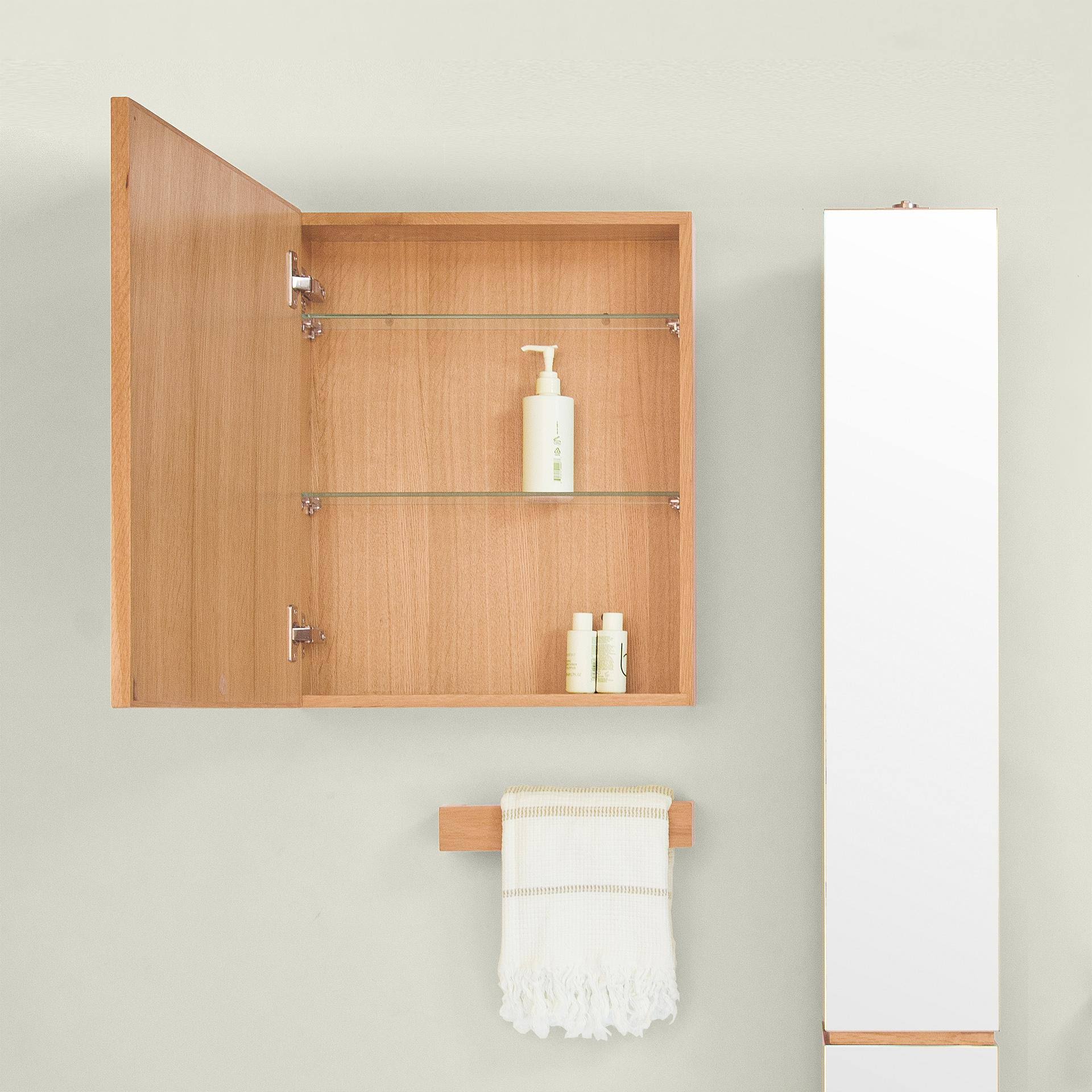 Slimline Bathroom Cabinet Oak H390