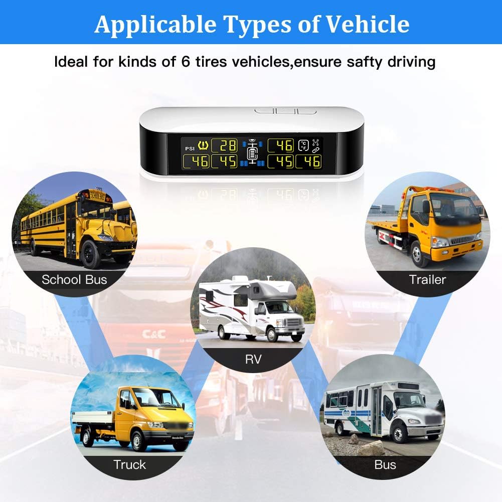 6 External Sensors TPMS Tire Pressure Monitoring System with LCD Color Screen T7145