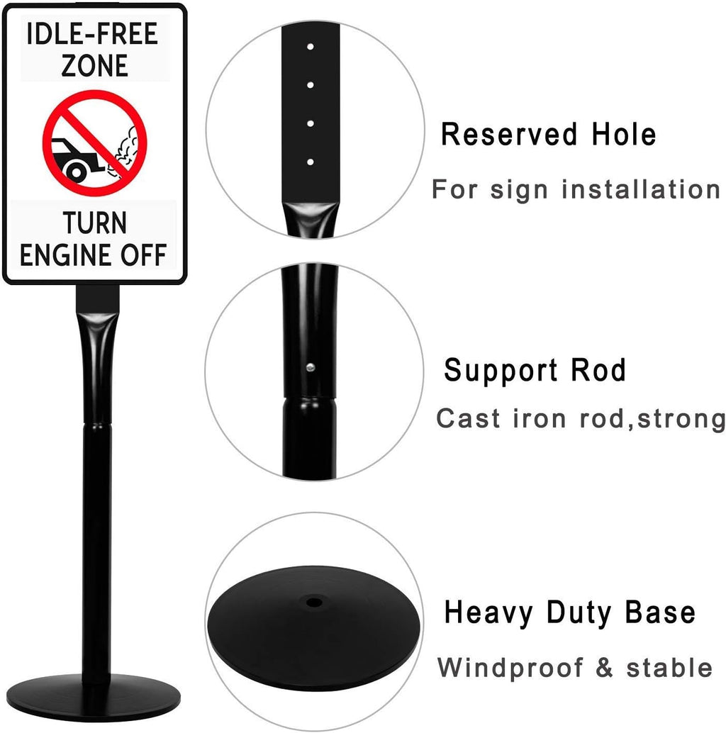 48" Heavy Duty Cast Iron Movable Sign Stand, Black, Pack of 2 X14566