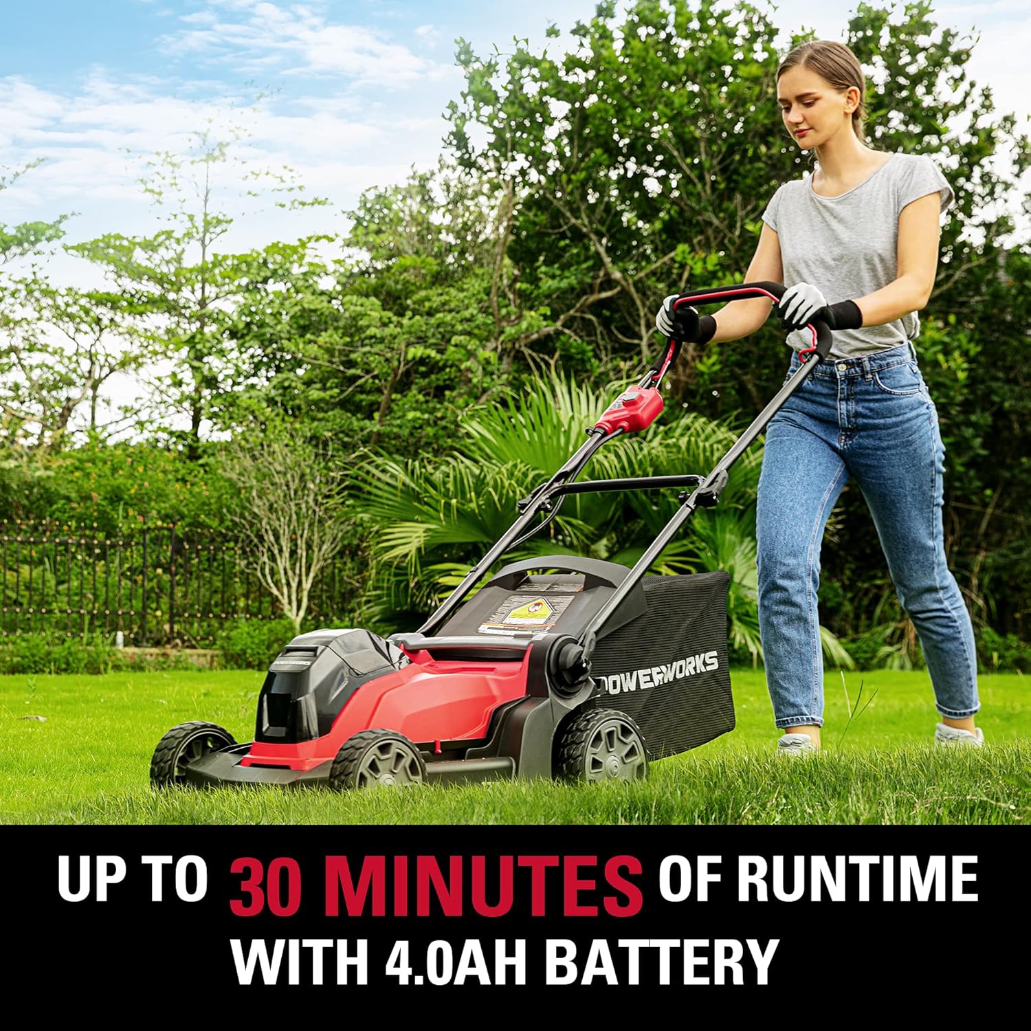 40V 17 inch Cordless Lawn Mower with 4.0 Ah Battery and Charger C3375