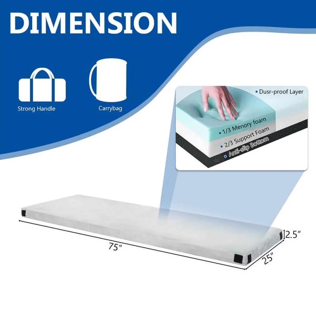 Capri Memory Foam Camping Mattress with Waterproof Cover & Travel Bag V479