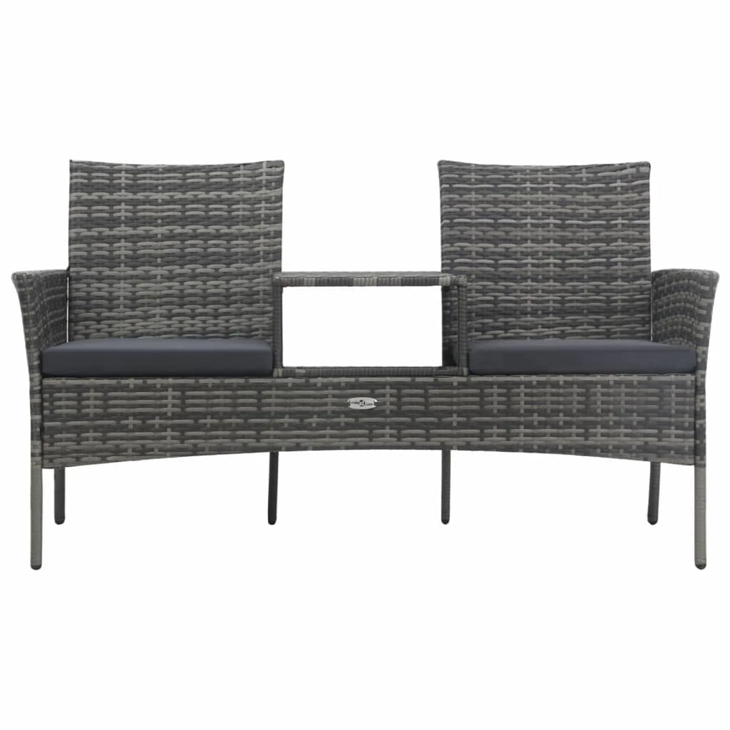2-Seater Poly Rattan Patio Sofa with Tea Table A4518