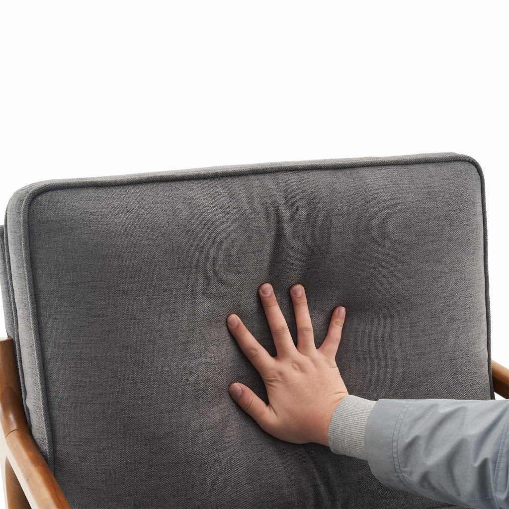 Fabric Single Sofa with Wood Legs (Gray) J131