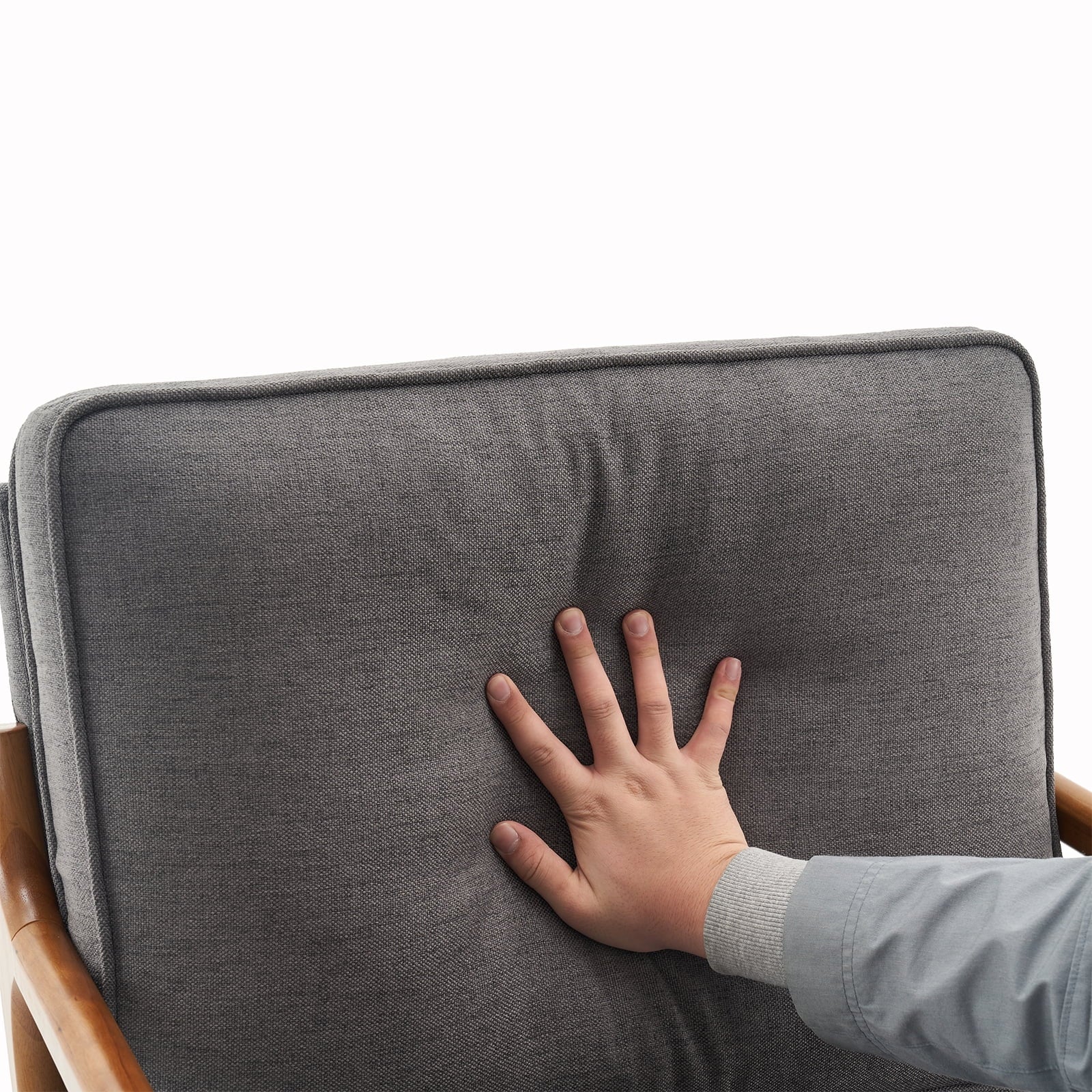 Fabric Single Sofa with Wood Legs (Gray) J131