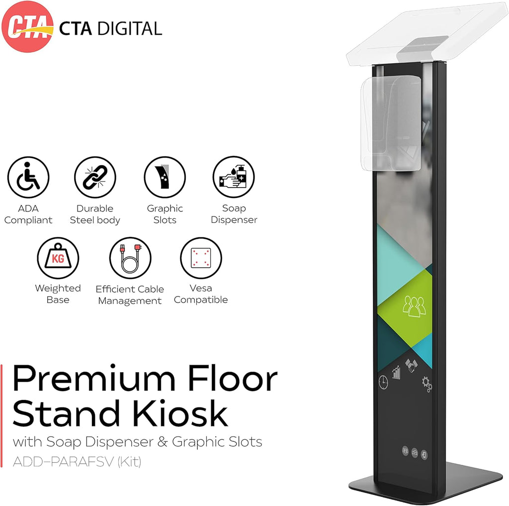 Black Floor Stand with Graphic Slots and VESA Plate L4418