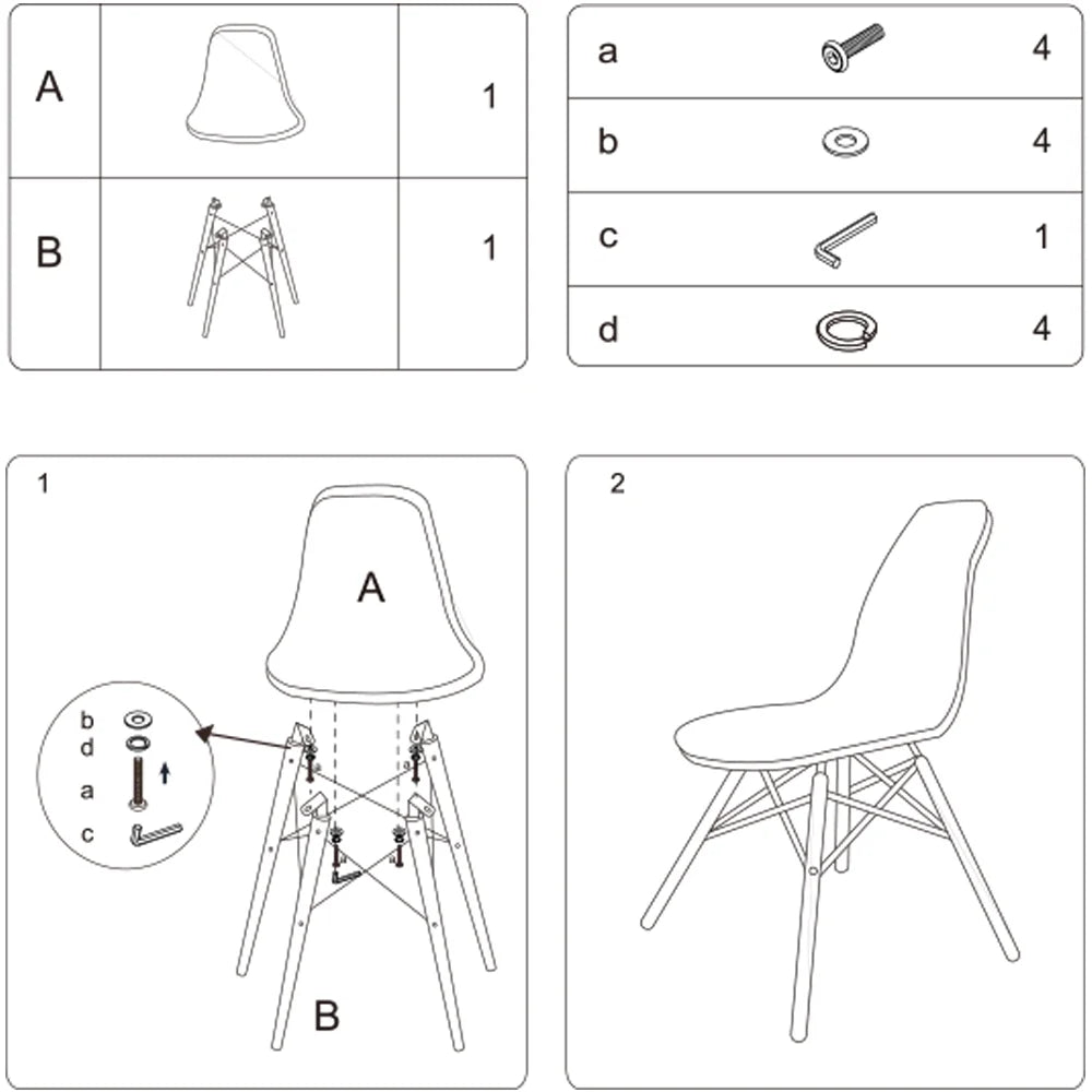 White Side Chair with Natural Wood Legs R20080