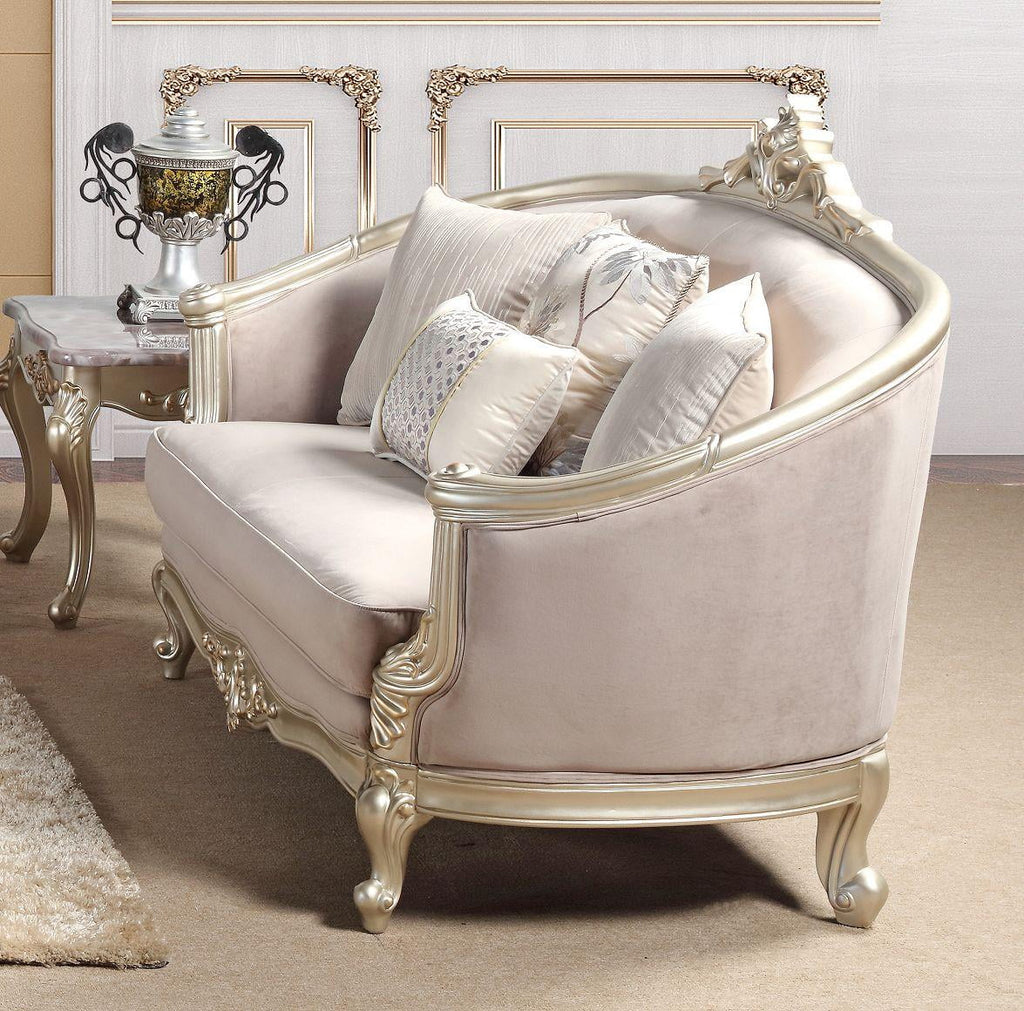 Champagne Finish Wood Sofa Set 2Pcs K830