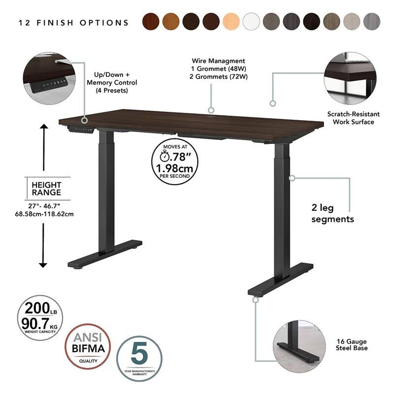 Height Adjustable Desk in Black Walnut D530398