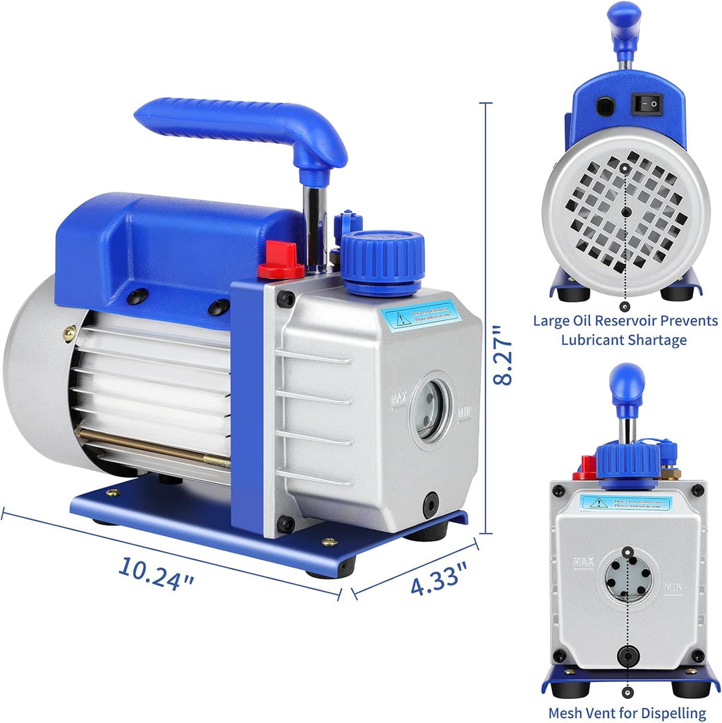 3.5 CFM Single Stage Rotary Vane Vacuum Pump, 1/4HP, 1/4" Flare U2241