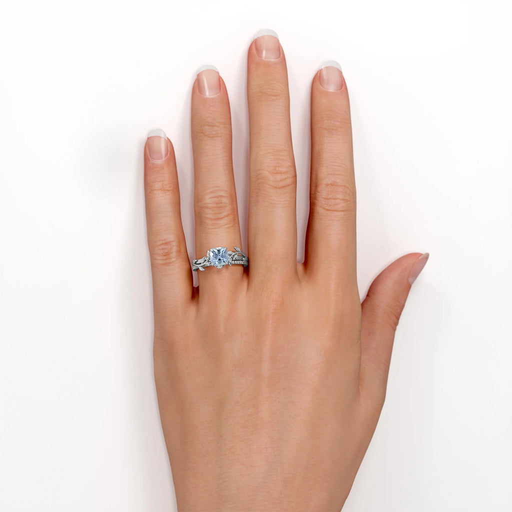 18K White Gold Plating over Silver Bridal Ring Set R318