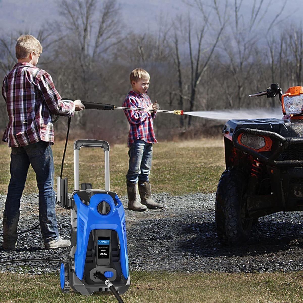 3500 PSI 2.6 GPM Electric Pressure Washer with Adjustable Spray Nozzle Foam Cannon and Hose Reel R1152