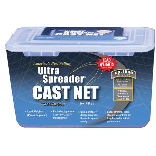 Cast Net, 3/8 inch Mesh, Clear, Lead, 1 lb WT, 9' C539621