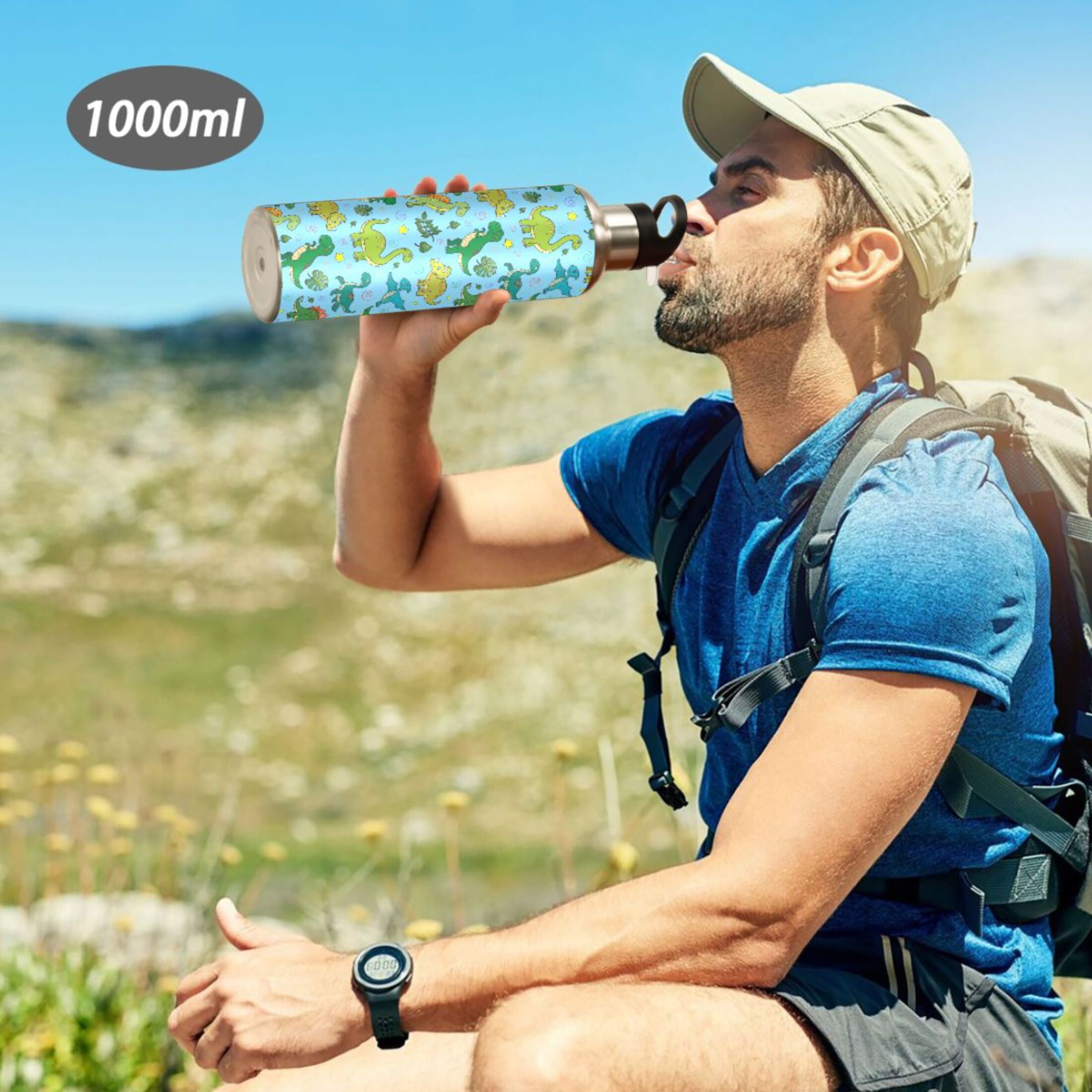 Stainless Steel Insulated Thermos Vacuum Flask Water Bottle with Straw Lid U284589