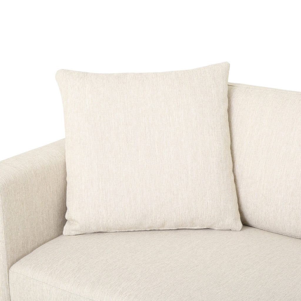 Beige and Dark Brown Fabric 4 Seater Sofa with Accent Throw Pillow Y485