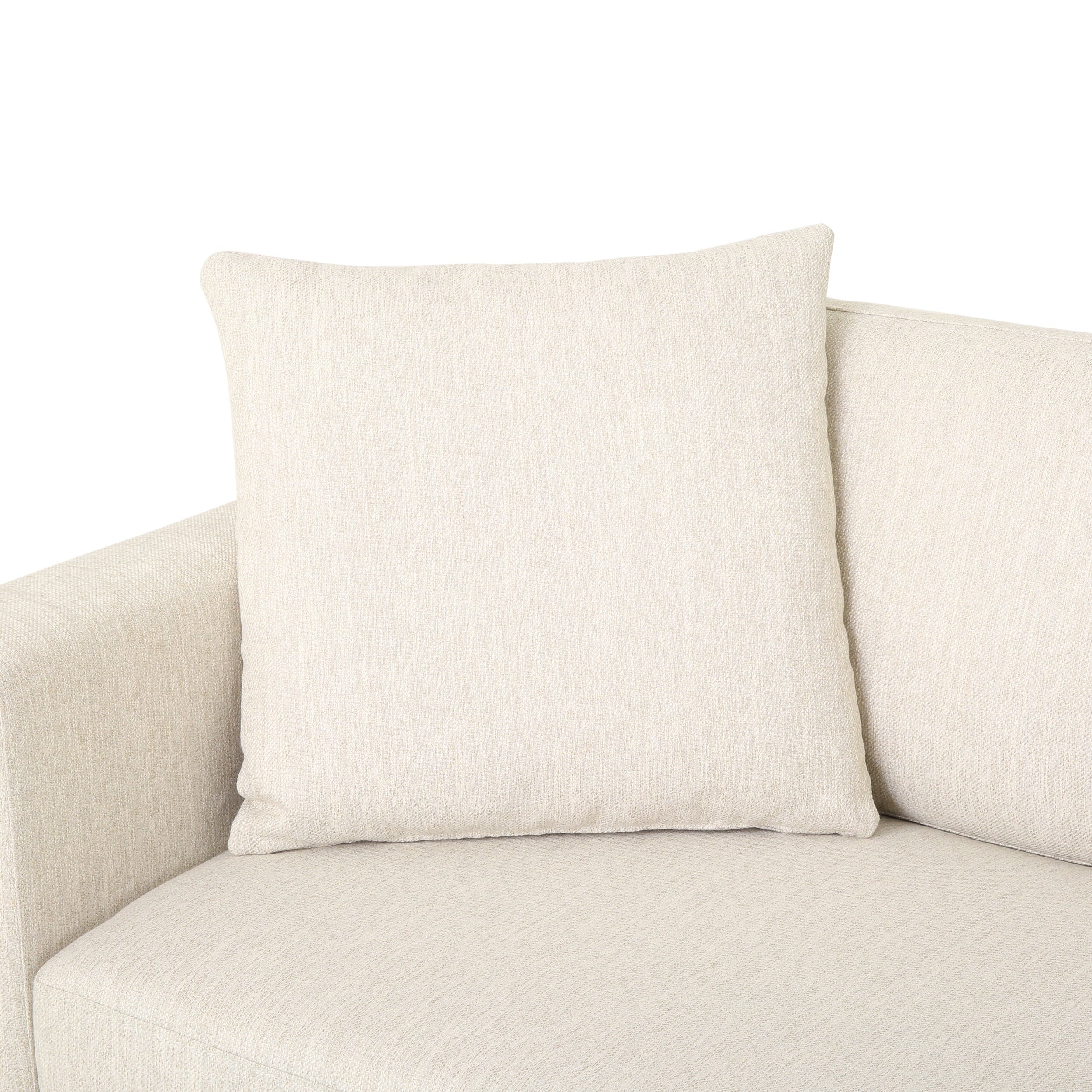 Beige and Dark Brown Fabric 4 Seater Sofa with Accent Throw Pillow Y485