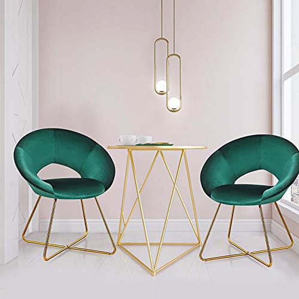 Green Velvet Accent Chair with Metal Legs H71879