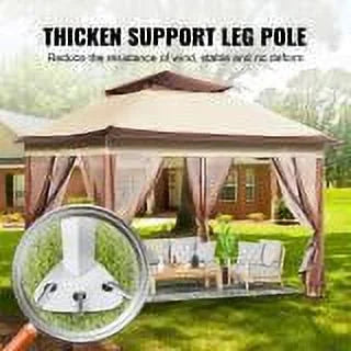11 x 11 FT Pop up Gazebo Tent with Mosquito Netting Metal Frame PU Coated 250D Oxford Cloth V127