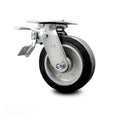 6" Rubber on Alum Caster w/BB- Swivel w/Total Lock Brake H3304
