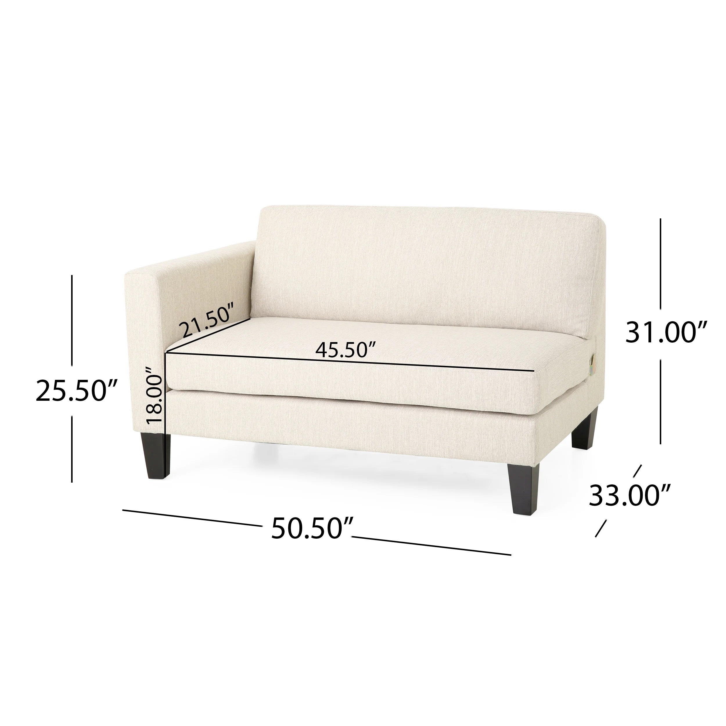 Beige and Dark Brown Fabric 4 Seater Sofa with Accent Throw Pillow Y485