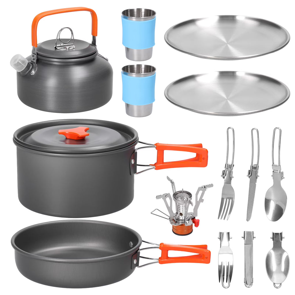 Aluminum Alloy Camping Cookware Set with Pot Frying Pan Kettle Cups N327