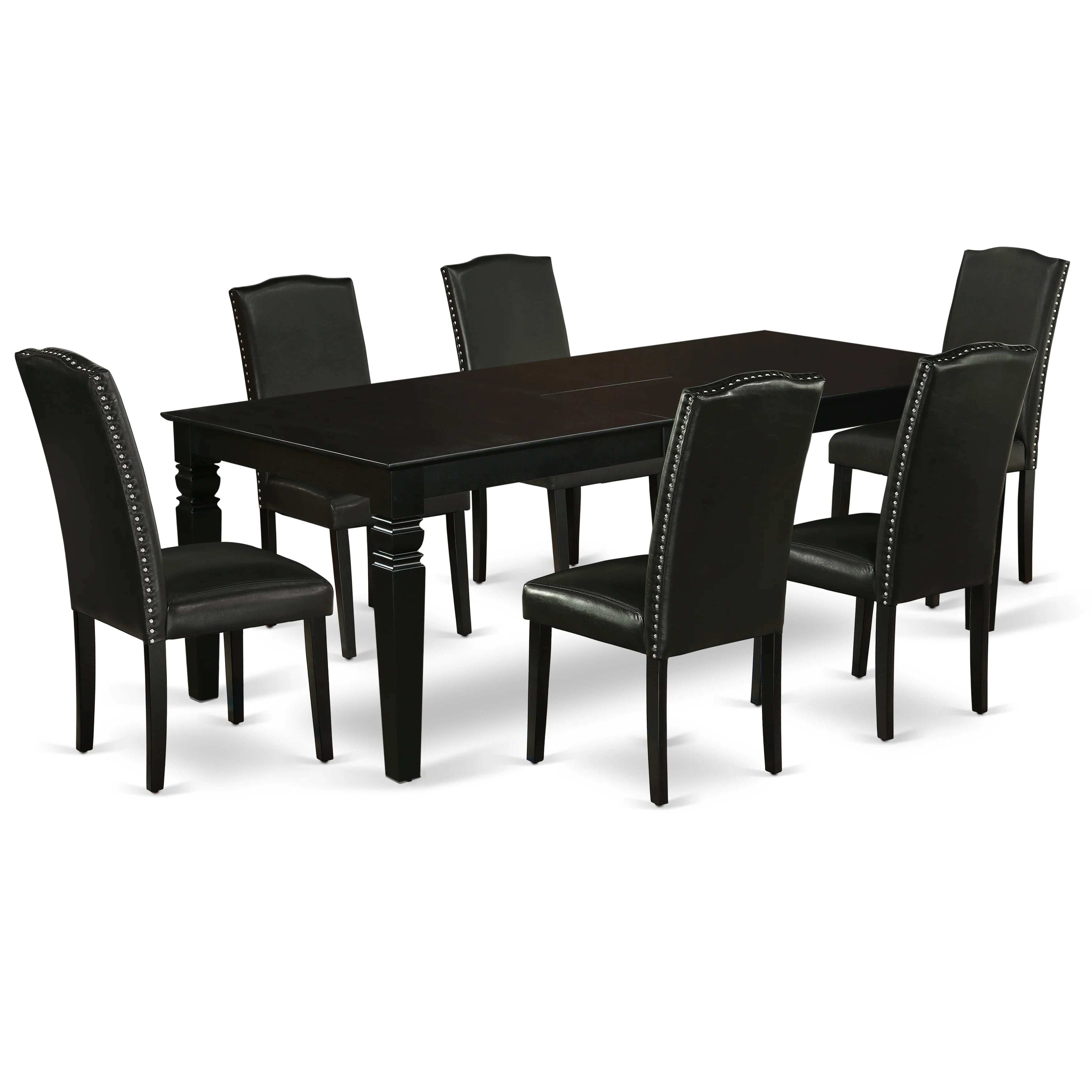 Black Leather Seat 7-piece Wood Dining Set U237421
