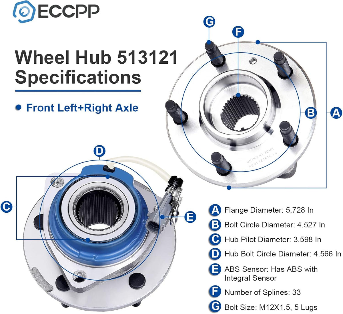 2 Front Wheel Hub Bearing Assembly B168740