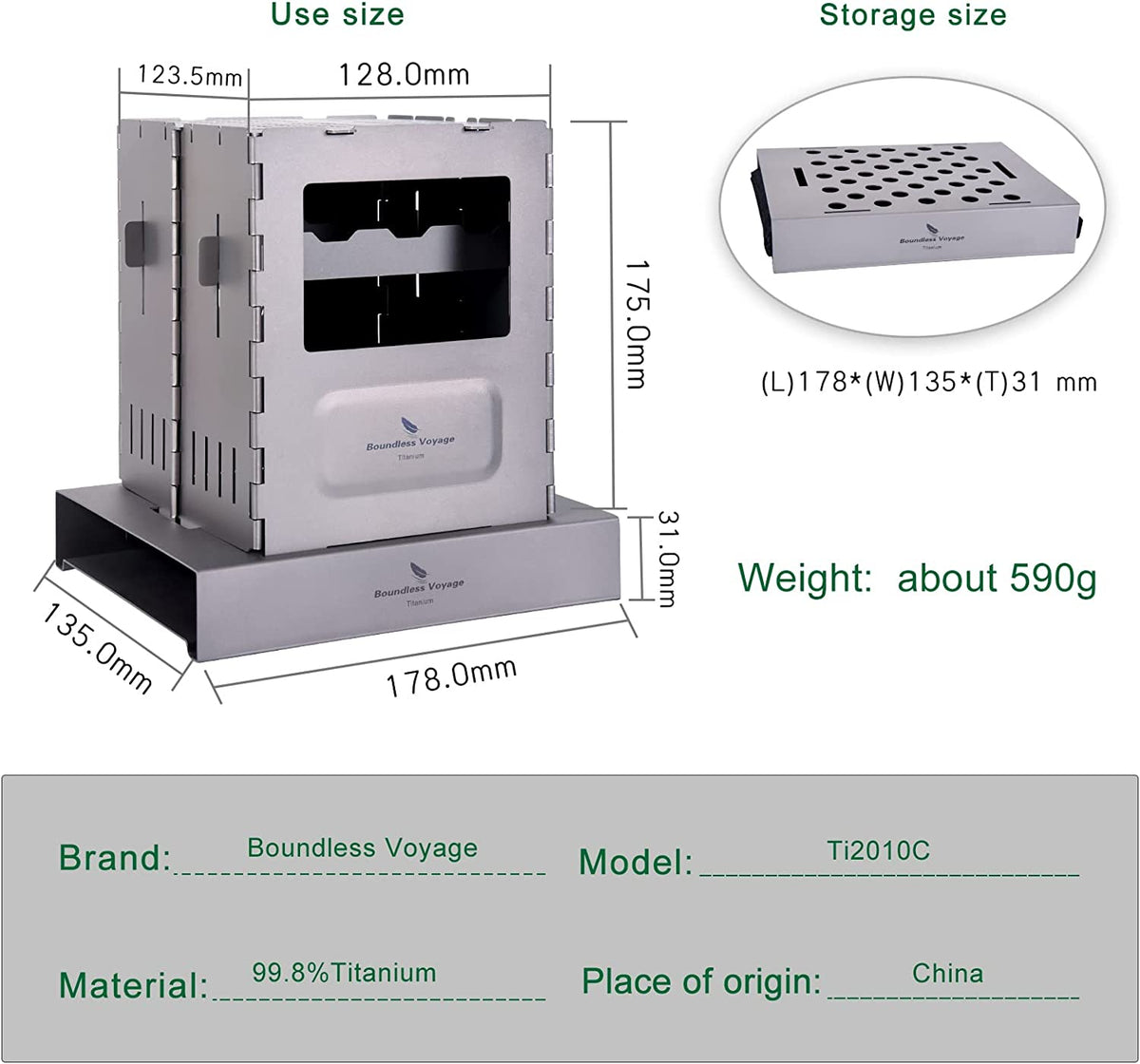 Titanium Folding Wood Stove with Pot Bracket B104