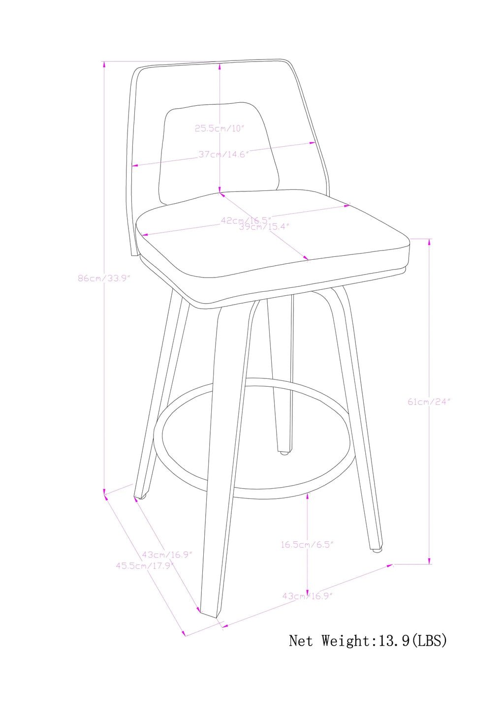 Counter Height Stool in Cream Leather A1762