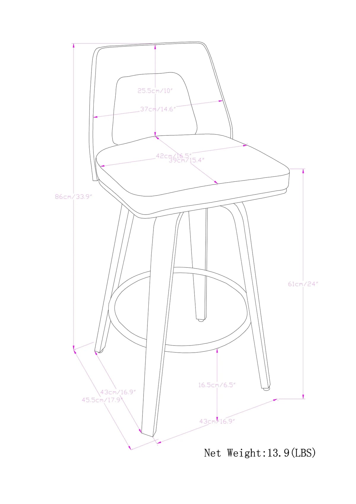 Counter Height Stool in Cream Leather A1762