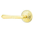 Half Dummy Left Handed Door Lever with Lancaster Rose in Unlacquered Brass I710747