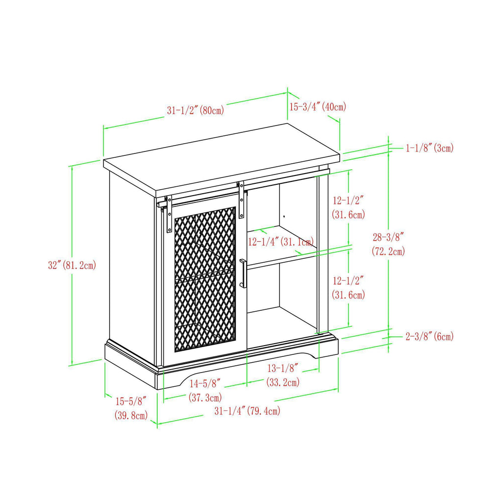 Industrial Farmhouse Accent Cabinet with Sliding Mesh Door Dark Walnut S937378