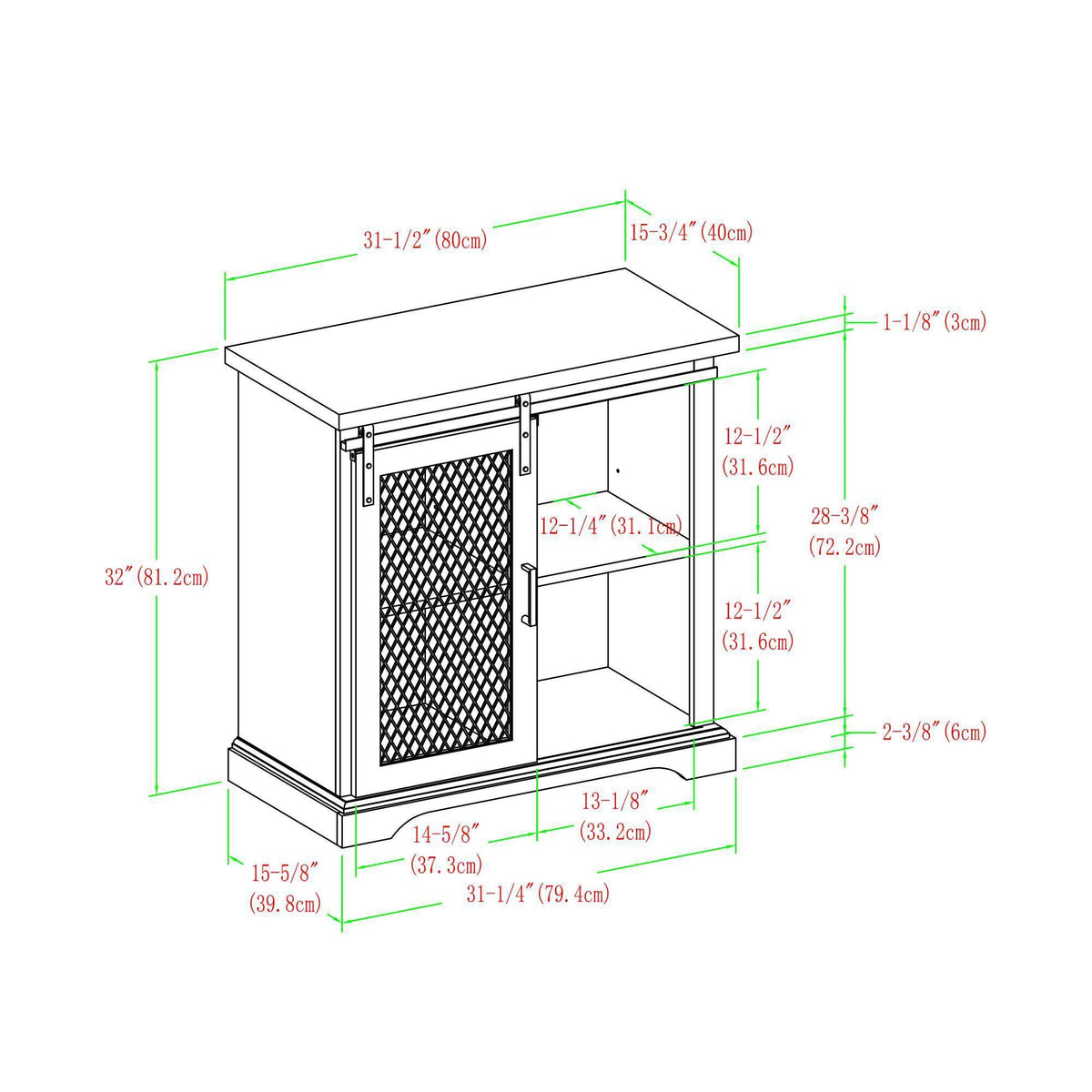 Industrial Farmhouse Accent Cabinet with Sliding Mesh Door Dark Walnut S937378