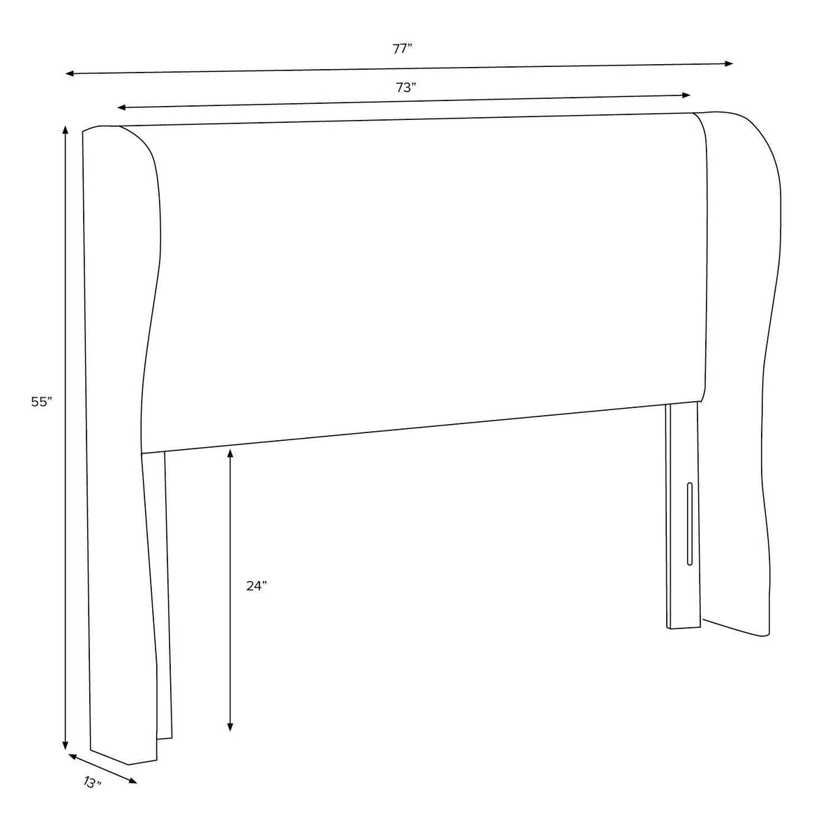Tufted Wing Back Headboard California King Velvet Light Gray P783833