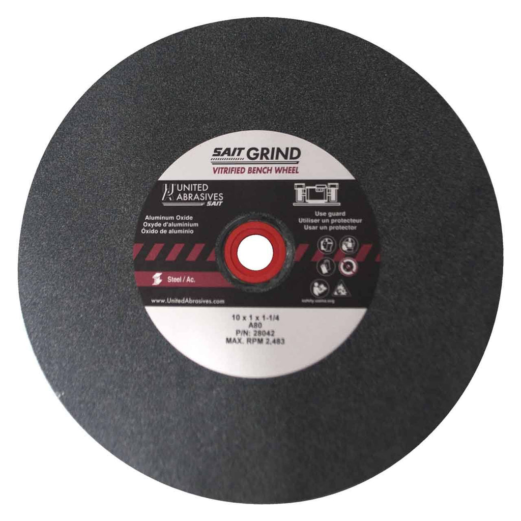 10x1x1-1/4 A80X Aluminum Oxide Bench Grinding Wheel L61637