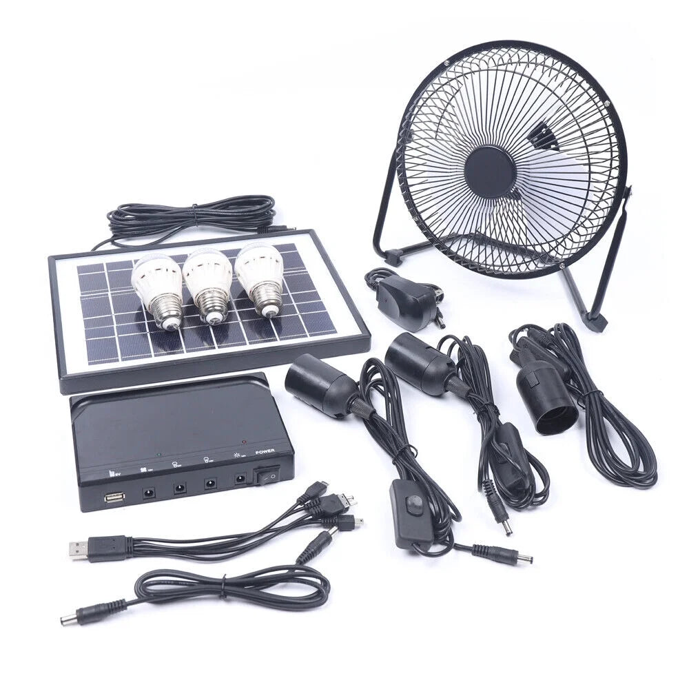 Portable Solar LED Fan Kit 3600mAh 12V G799