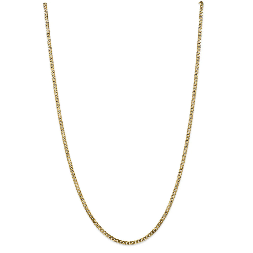 14k Yellow Gold Flat Beveled Curb Chain Necklace E264