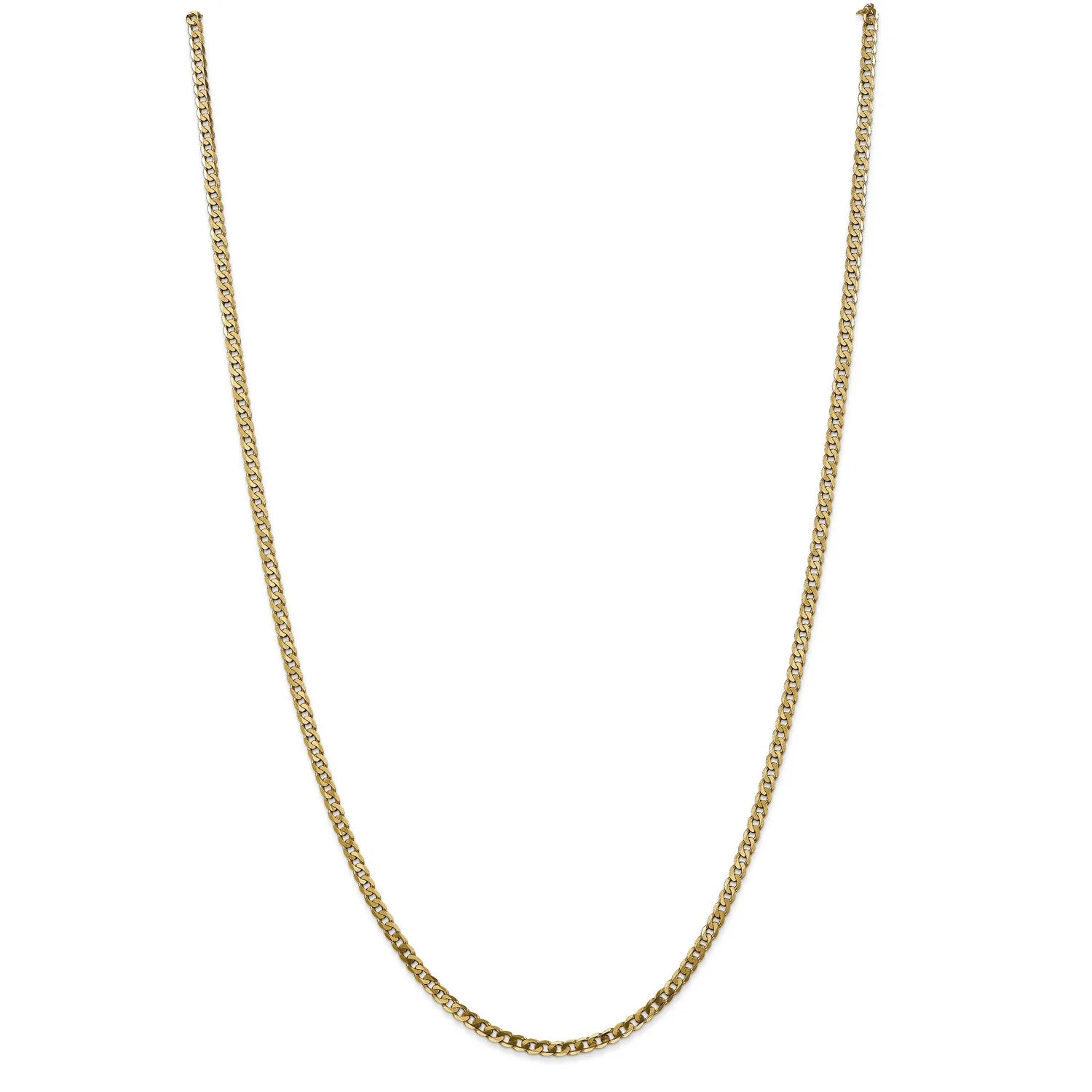 14k Yellow Gold Flat Beveled Curb Chain Necklace E264